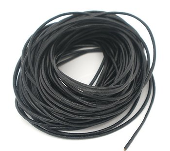 Genuine leather, round 3mm, 1m. black