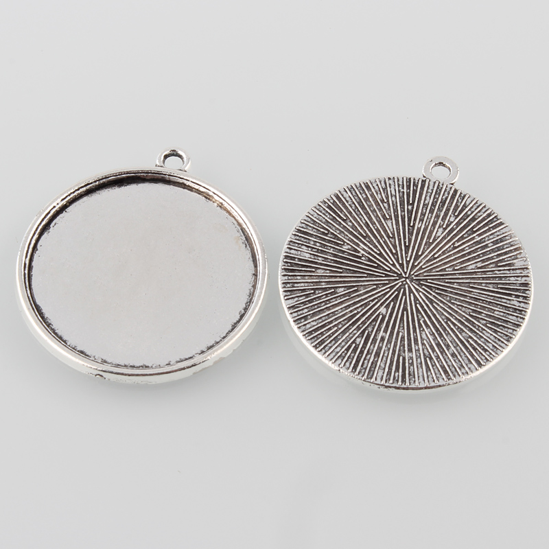 Cabochon Setting / Charm round silver 25mm - 2