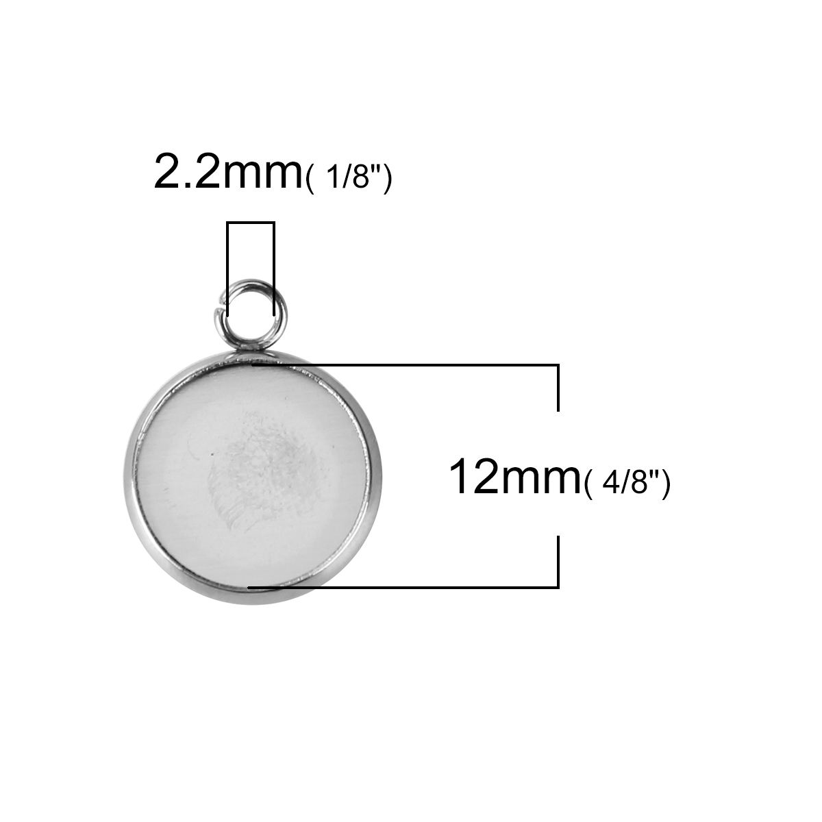 Cabochonhållare/ fäste  i rostfritt stål,  12mm - 2