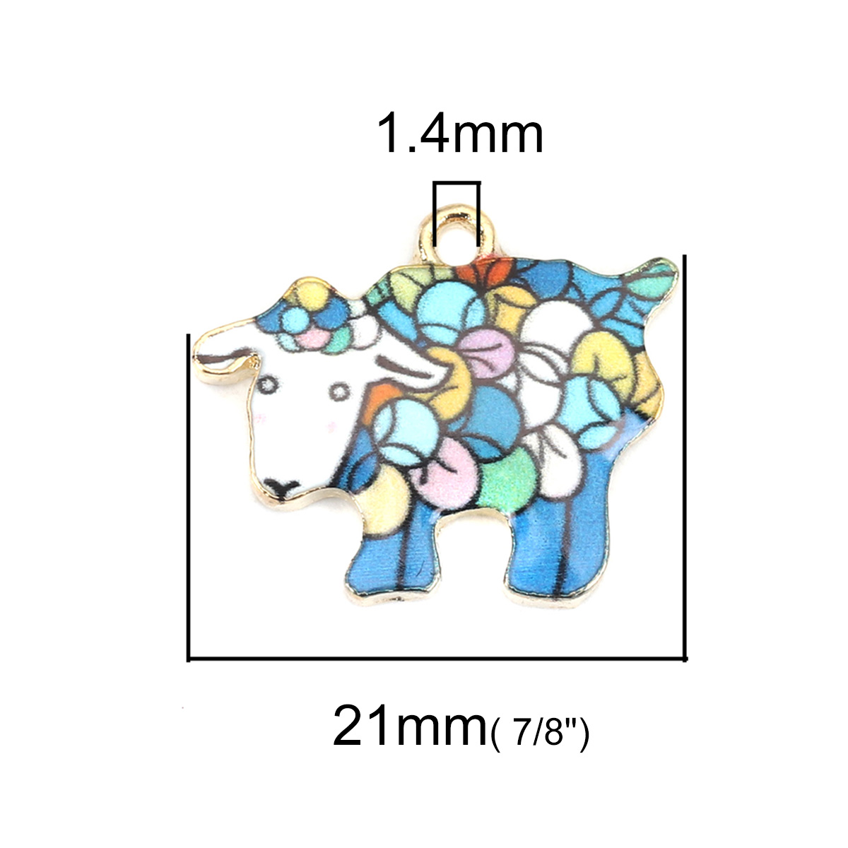 Charm enameld Sheep, blue - 2