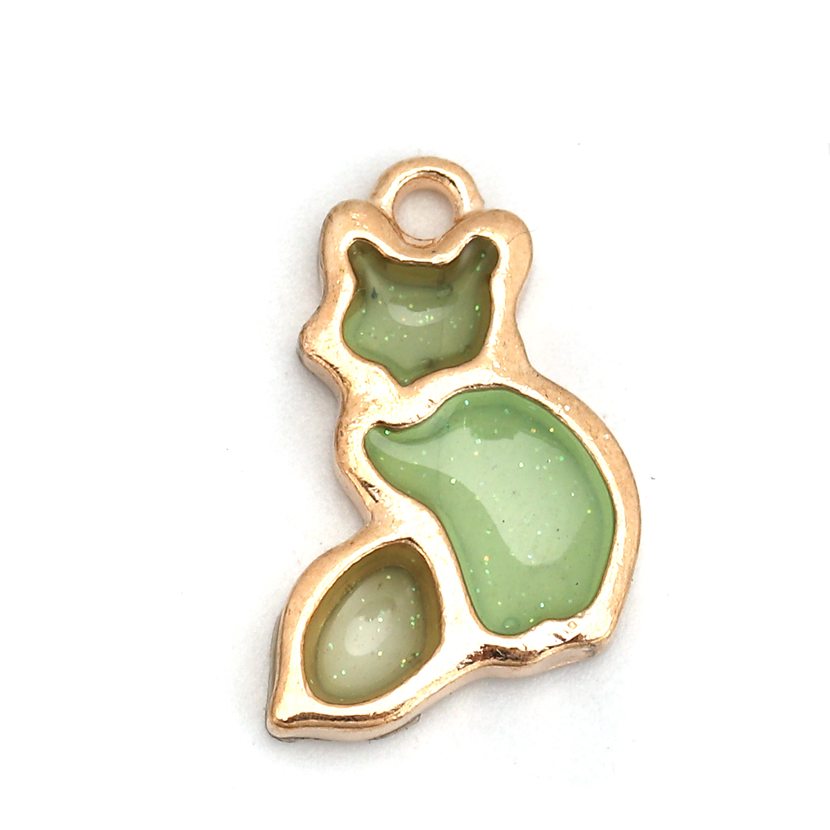 Charm   enamel cat, green