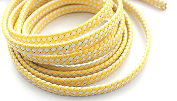 Braided leather, 9.5 x4mm, 20cm. yellow