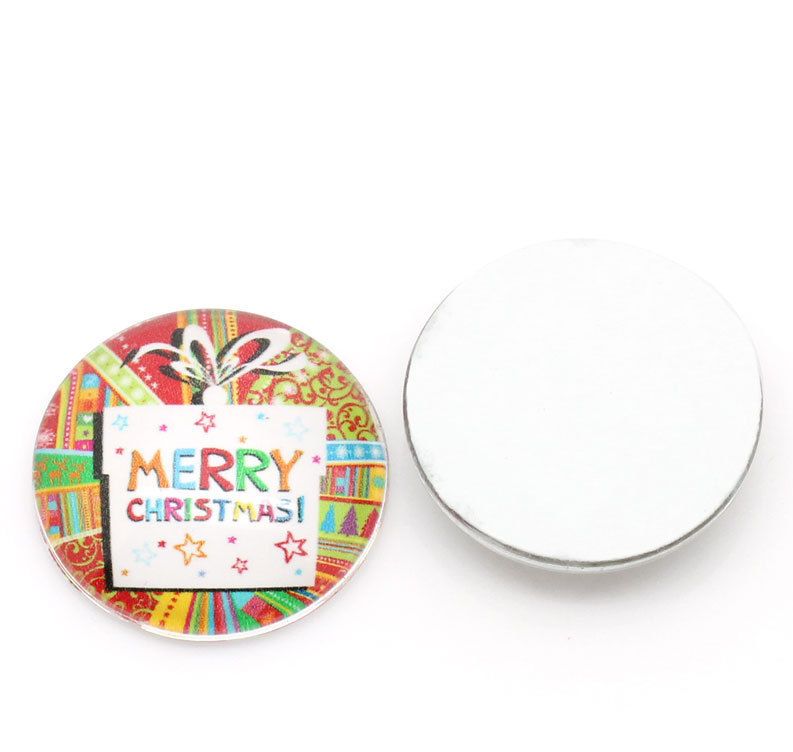 Cabochon/Camé i glas - Merry Christmas 25mm
