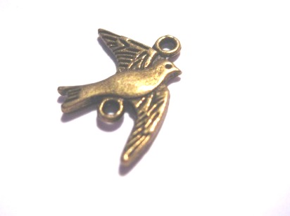 Charm, bird  bronze plated