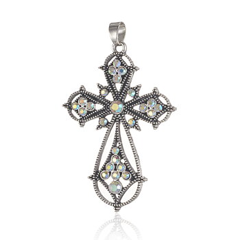 Charm   pendant, cross clear AB
