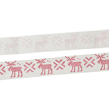 Cotton ribbon .  Reindeer 15mm