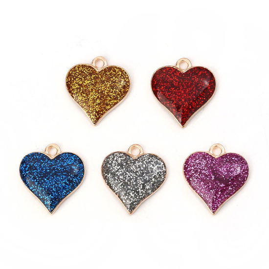 Berlock -  Emaljerat hjärta, Lila glitter - 2