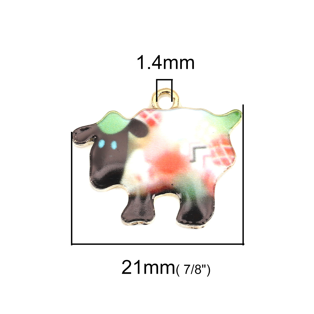 Charm enameld Sheep, black green - 2