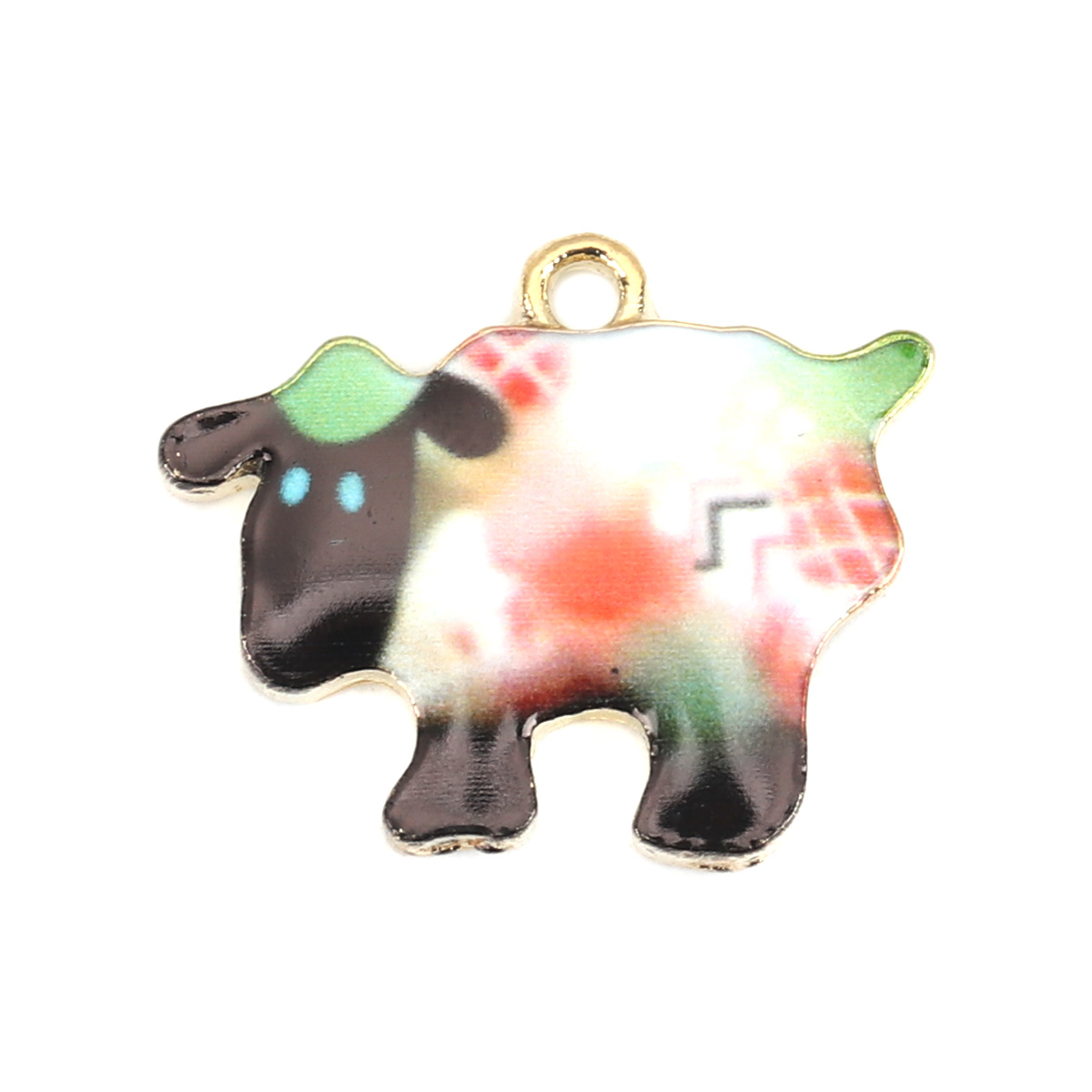 Charm enameld Sheep, black green
