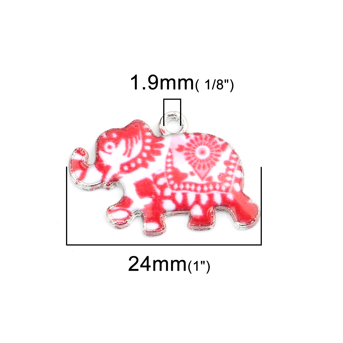 Charm enameld Elephant red - 2