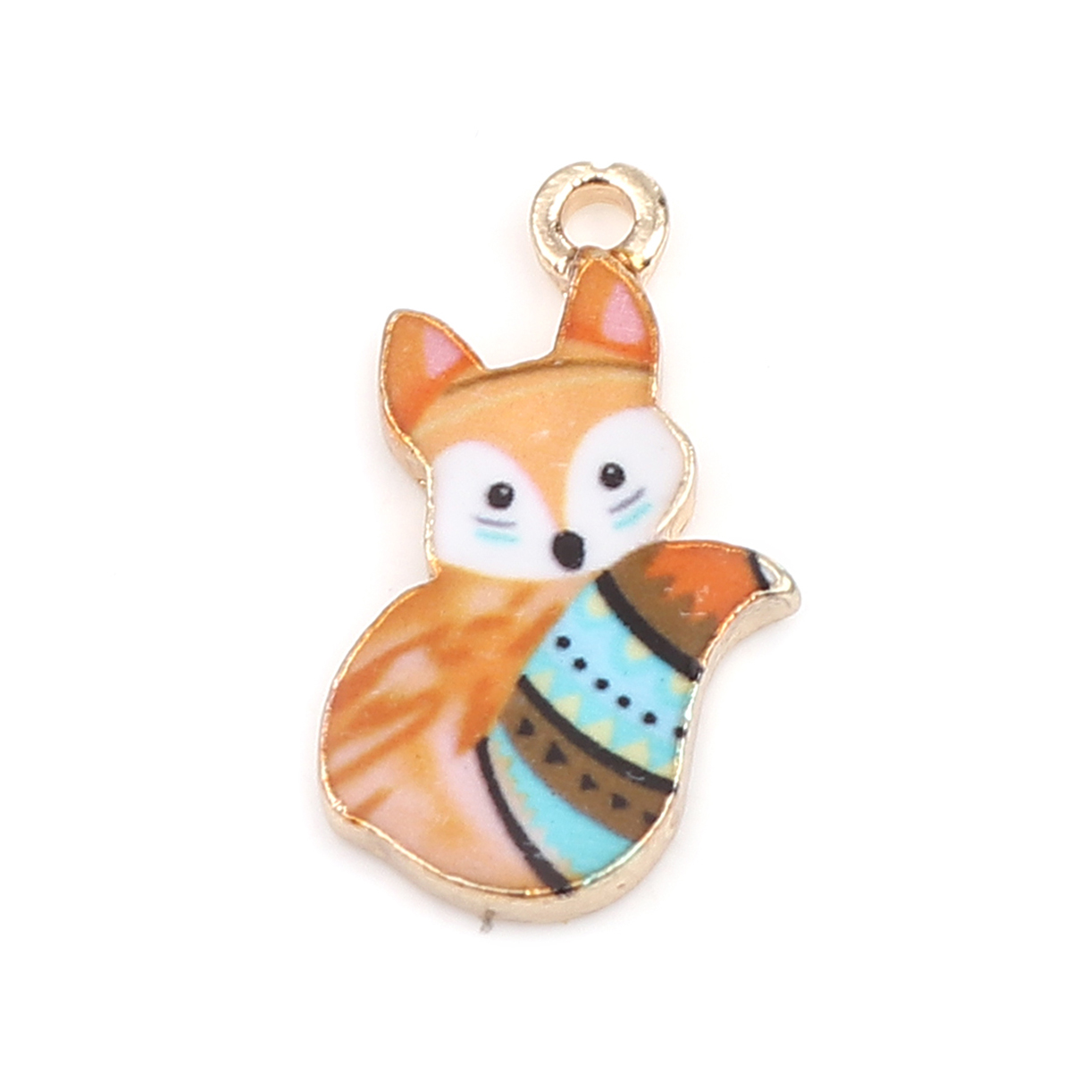 Charm   enameld fox, stripes