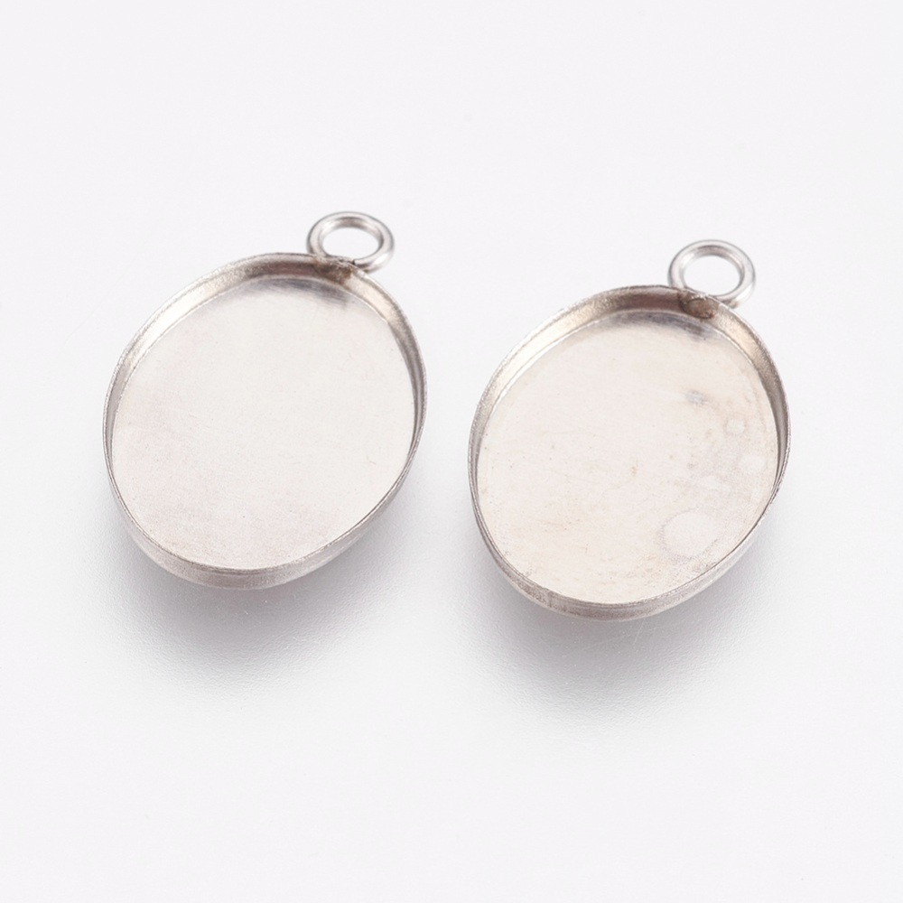 Cabochon Setting  ,stainless steel, Oval 13.5x10mm - 2