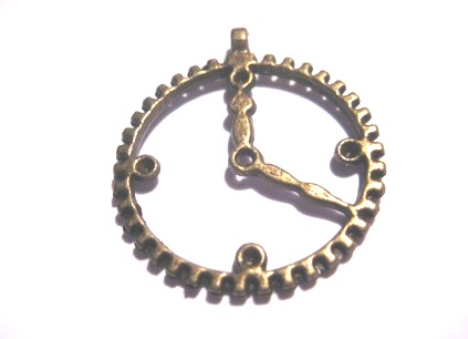 Charm,  Clock bronze plated,