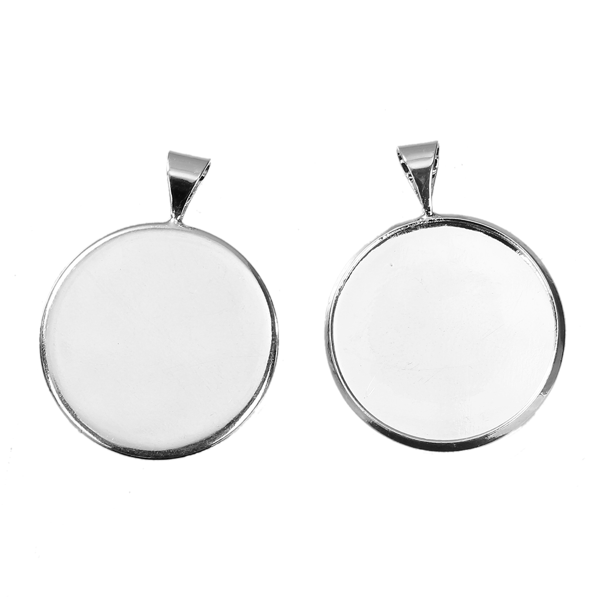 Cabochonhållare, rund silver 18mm - 2
