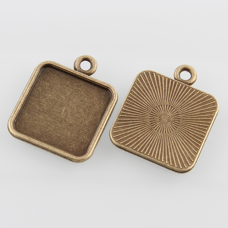 Cabochon Setting , Bronze square 15mm