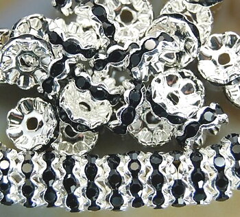 strass rondelle 6mm  wavy black
