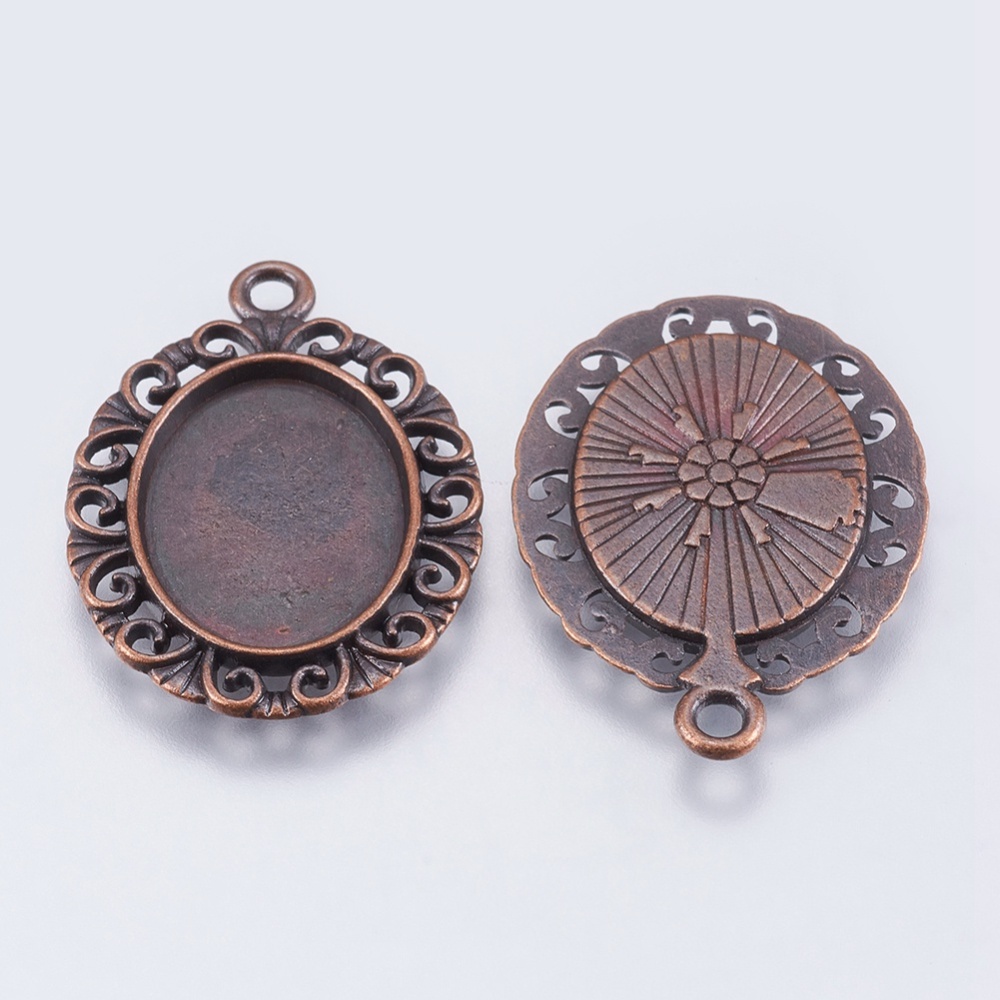 Cabochonhållare/ fäste  - Koppar, 18x13mm