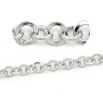 Kedja, platinaplätterad, Platta runda länkar 5,2mm, 1m