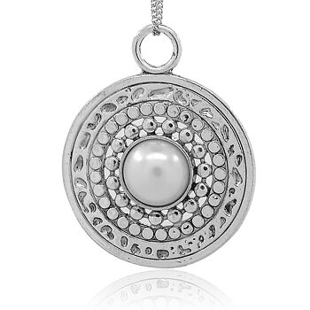 Large Luxury pendant, round pendant in silver m pearl 72mm