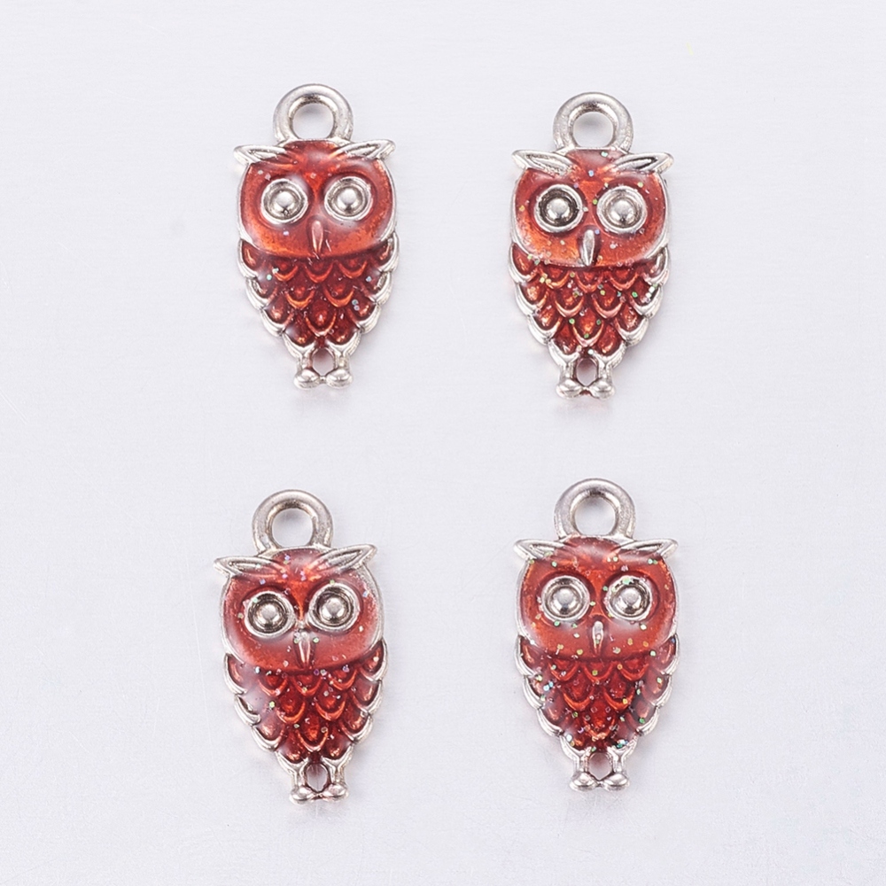 Charm, Owl enamel,   red