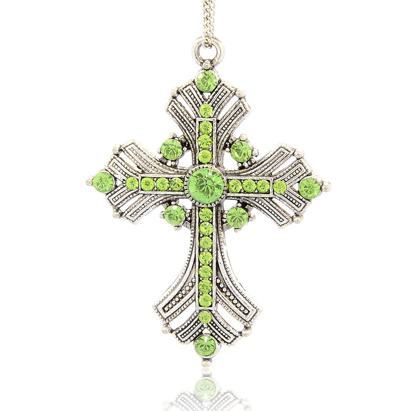 Stort Lyxhänge -Antiksilver Green Cross 74mm