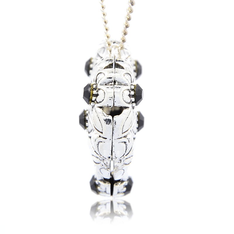 Large Luxury pendant -black flower heart - 2