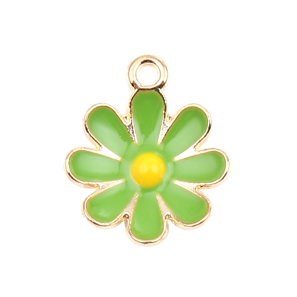 Charm   Enameld  daisy, green