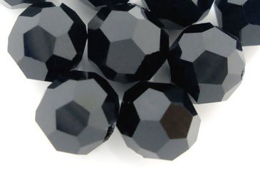 Faceted round, Svart 6mm