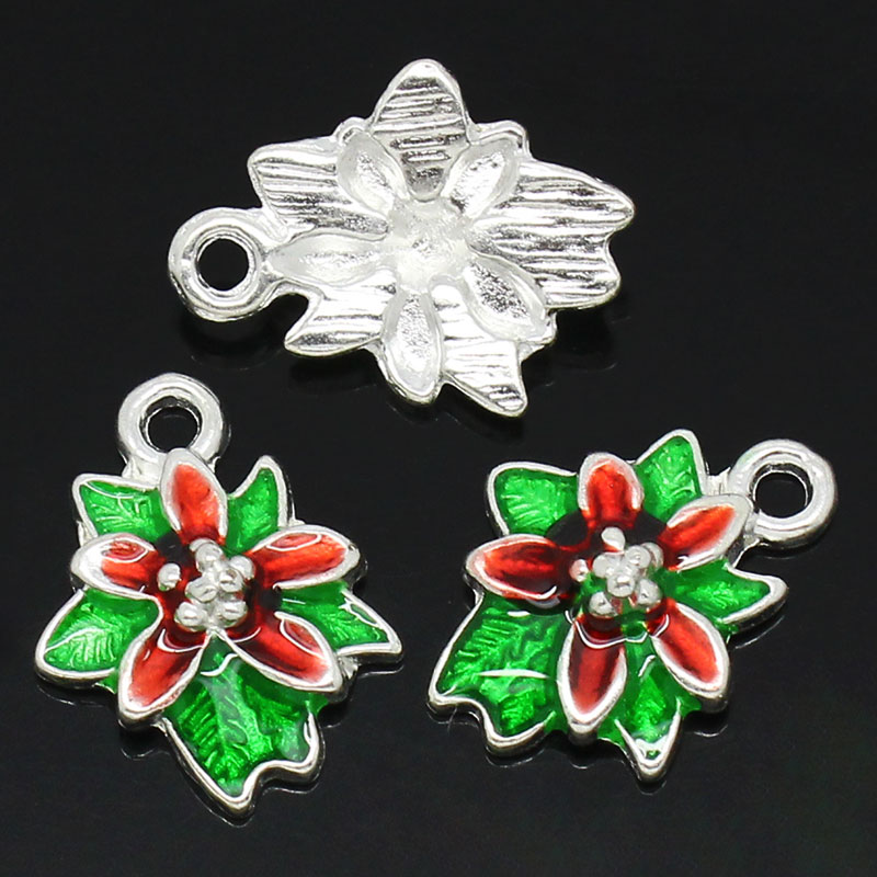 Charm   Enameld  christmas flower - 2