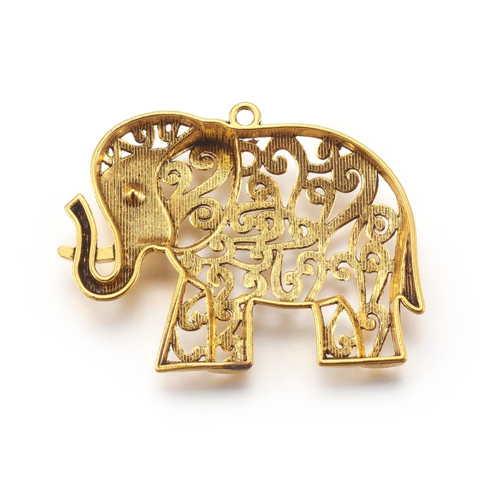 Charm   elephaant large pendant, gold - 2