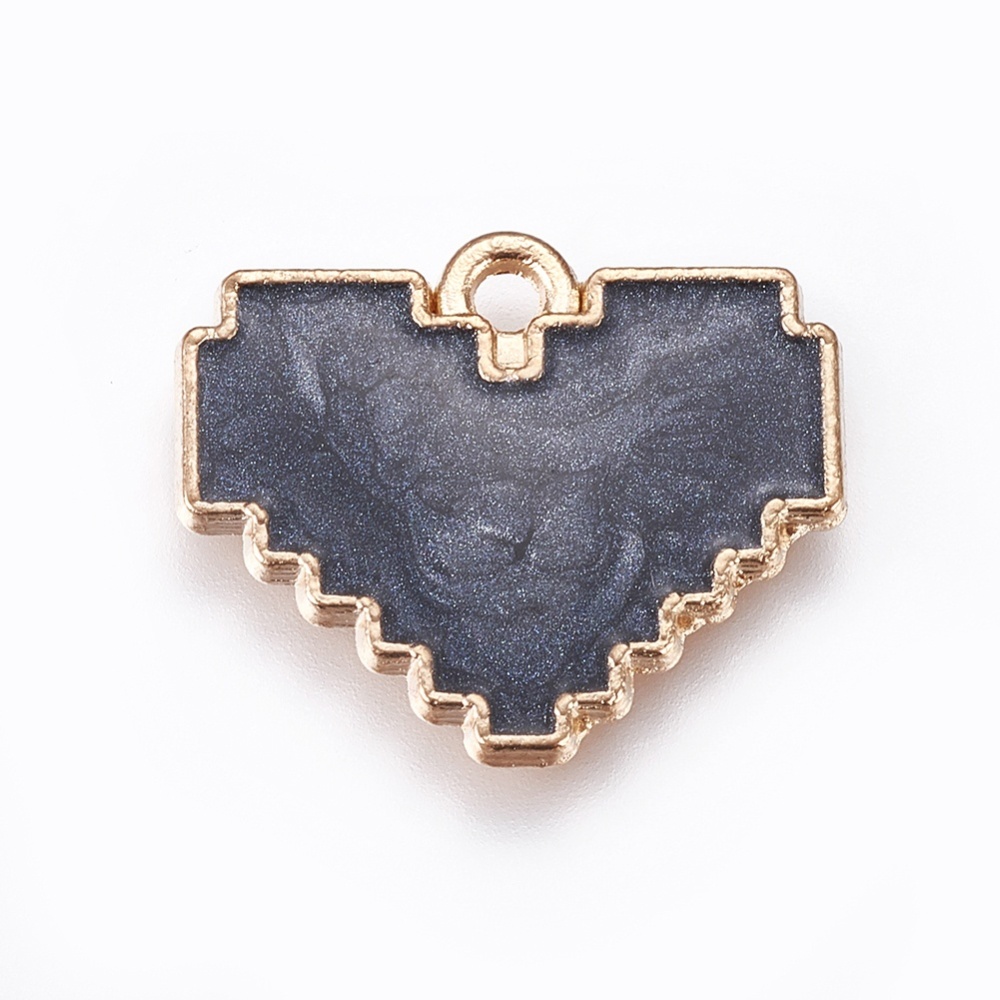 Charm   enamel pixeld heart , black