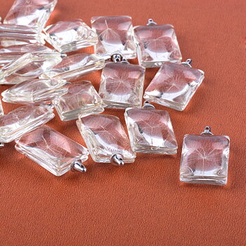 Charm   Glass pendant, dandelion wish