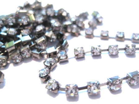 Strass-Kedja - Gunmetal - Clear , 3mm