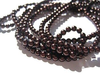 Waxed Glass beads, 4mm darkbrown 1 strand