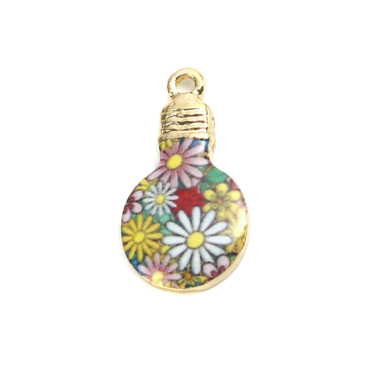 Berlock -  Emaljerad glödlampa med blommor