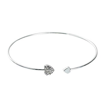Bracelet Bangle,  Heart, Silver