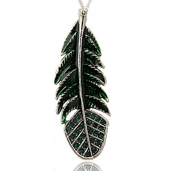 Large Luxury pendant -  feather XL green