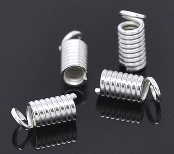 Coil End Crimp Fasteners - silver, 9x4mm