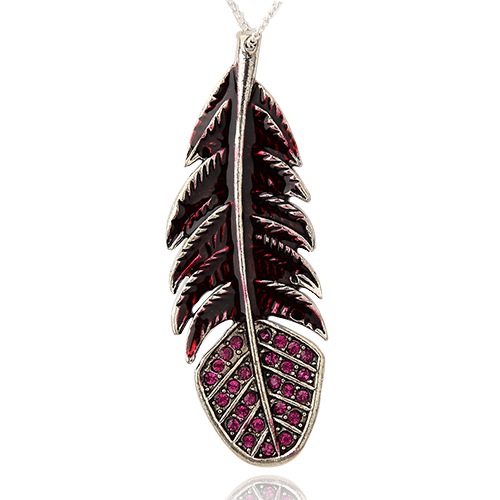 Large Luxury pendant -  feather XL red