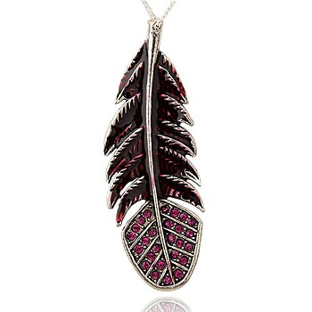 Large Luxury pendant -  feather XL red
