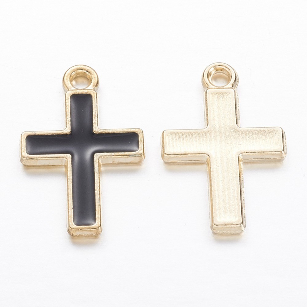 Charm Cross enameld Black