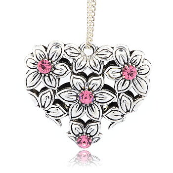 Large Luxury pendant -Pink flower heart