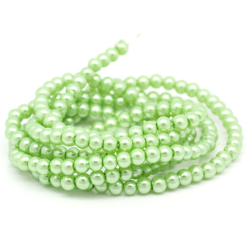 Waxed Glass Beads, 4mm ,  lt green