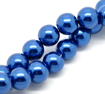 Waxed Glass Beads, 12mm, deep blue