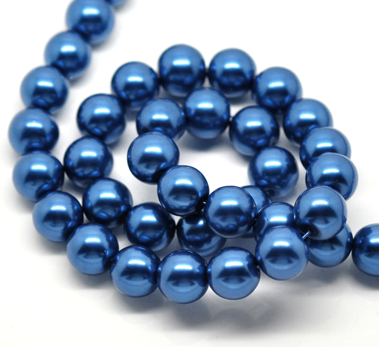 Waxed Glass Beads, 12mm, deep blue - 2