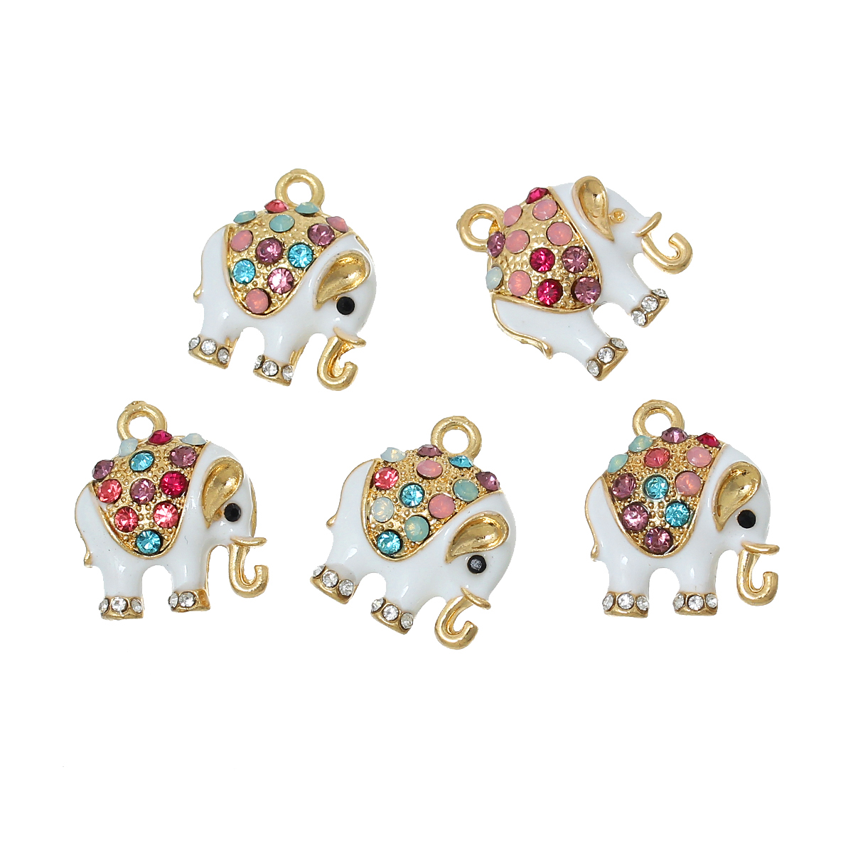 Berlock , Emaljerad Elefant m strass