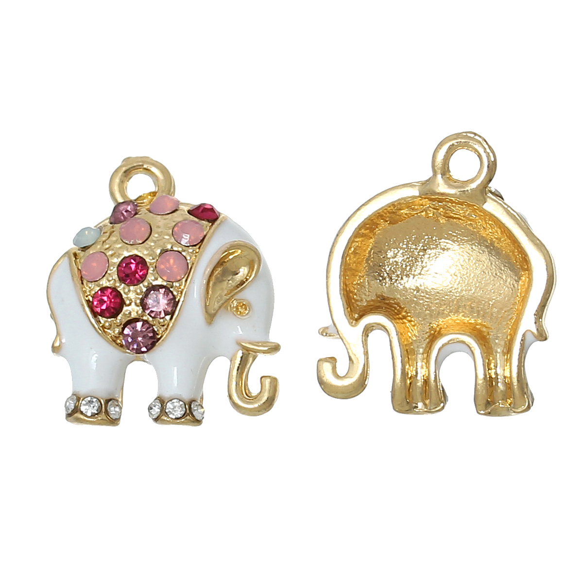 Berlock , Emaljerad Elefant m strass - 2