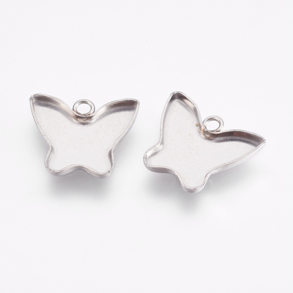 Cabochon Setting  ,stainless steel, Butterfly - 2