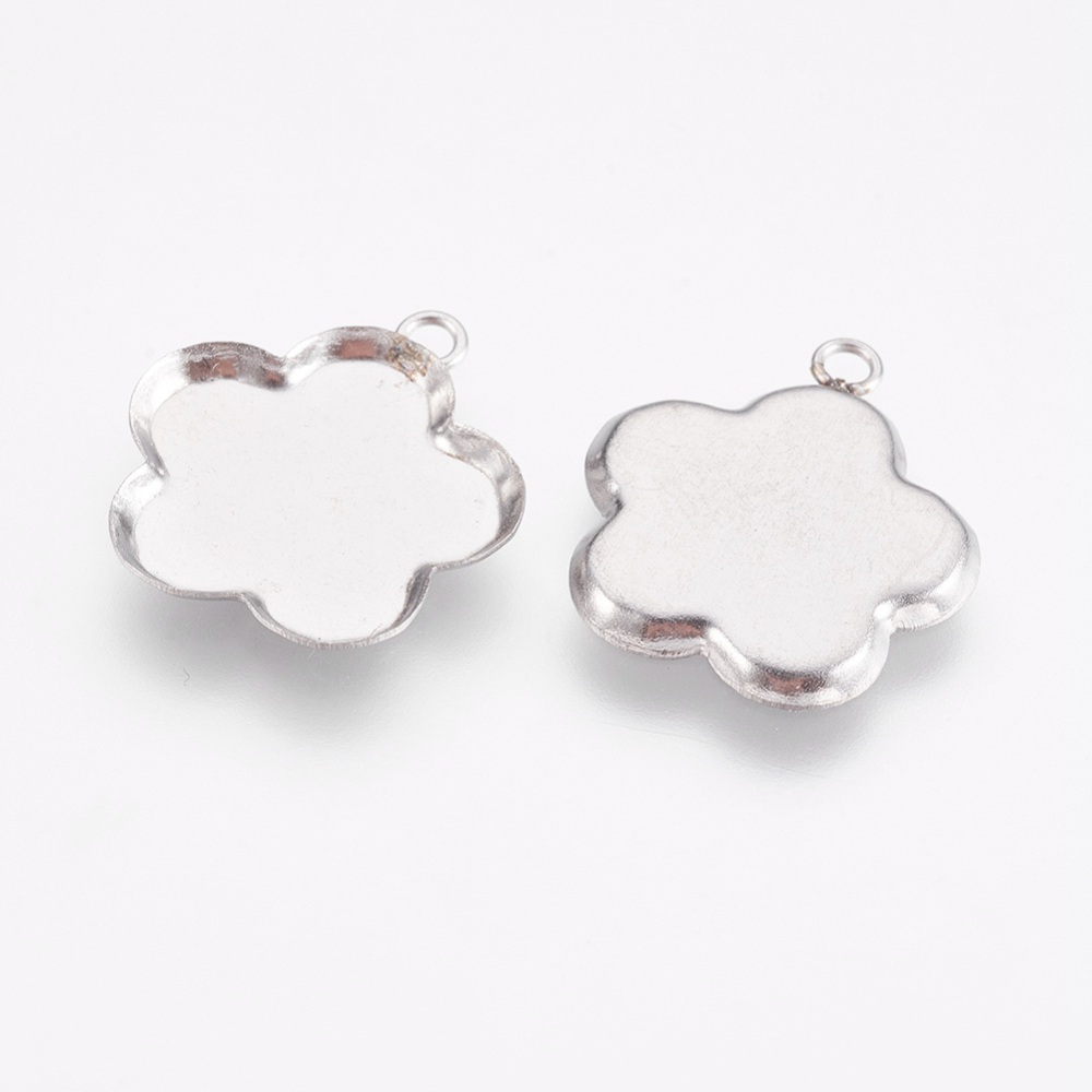 Cabochon Setting  ,stainless steel,  Flower - 2