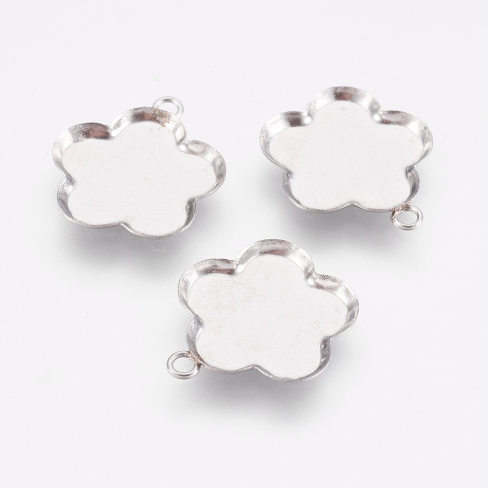 Cabochon Setting  ,stainless steel,  Flower